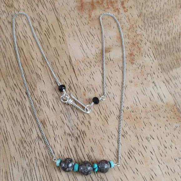 Kingman Turquoise and Jasper Necklace - Picture 3 of 10